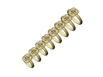 PP watch logo square emerald shaped ring US sizes 5to12 3D print model