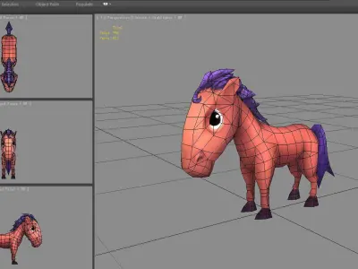 Cartoon Pony Low-poly 3D model