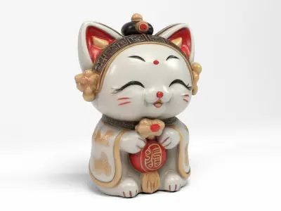 Chinese figure cat Low-poly 3D model