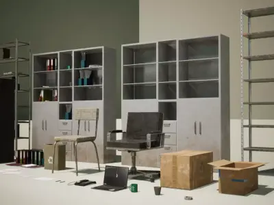 Post Apocalyptic Office Props Vol 1 Unreal Engine UE Low-poly 3D model