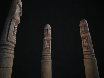 Totem wood 1 pbr 4k Low-poly 3D model