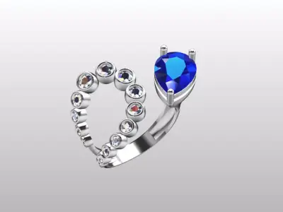 modern pear ring and bezel setting 3D print model