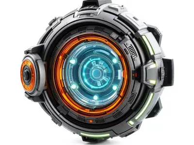 Futuristic Energy Core Model Pack with Glowing Elements Low-poly 3D model