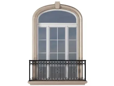 Arch Classic Window with French balcony  3D model