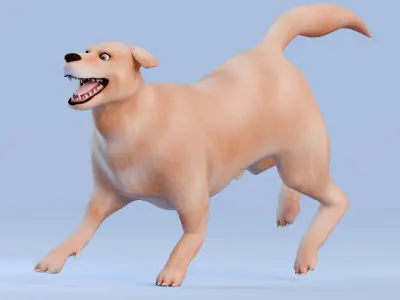 Low poly - Stylized dog - Golden Retriever Low-poly 3D model