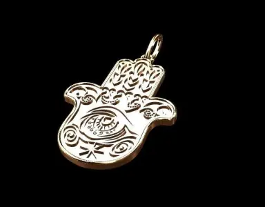 pendant hamsa in gold 3D model