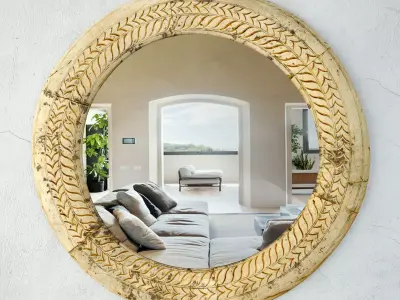 19th Century Ox Cart Wagon Wheel Mirror 3D model