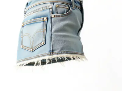 Denim Skirt D Model Pack Low-poly 3D model