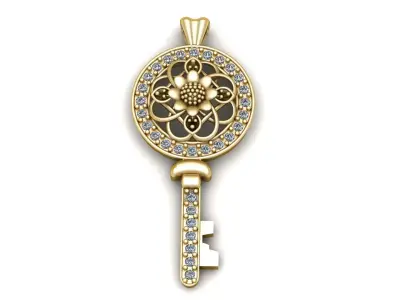 Luxury Diamond Key Pendant 3d Printable Model 3D print model