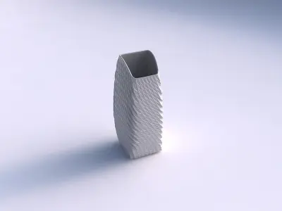 Vase arc rectangle with twisted diagonal grid dents 3D print model