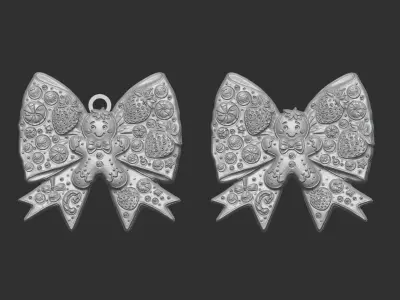 christmas tree decor stawberry ribbon  3D print model