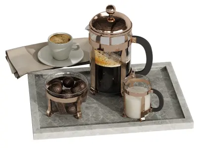 Coffee French set 4 3D model