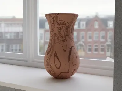 Decorative Wood  Vase Model Low-poly 3D model