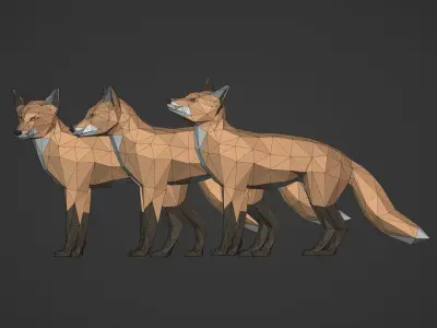 LowPoly Cartoon Red Fox Low-poly 3D model