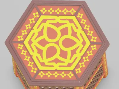 Hexagonal ornate Moroccan table 04 3D model