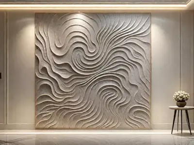 Decorative Wave Wall Panel for CNC - Flowing Modern Style 03 3D model