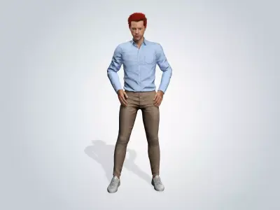 Realistic Male 3D Character with red hair 3D model
