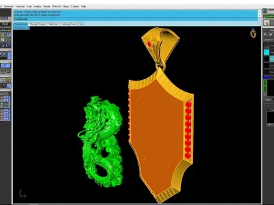 Luxury Asian Dragon Shield Pendant  3258  3D print model