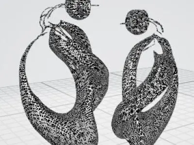 Luxe Flow  Flowing Luxury Earrings 3D print model