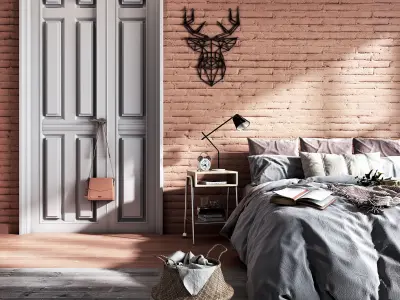 Modern Bedroom 3D Model 3ds Max and V-Ray Render Low-poly 3D model
