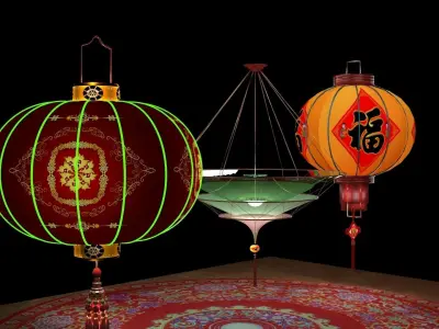 Chinese red lantern  3D model 14