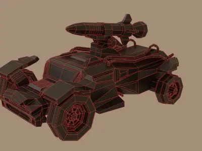 HellRIder low-poly sci-fi rocket truck Low-poly 3D model