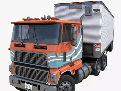 Industrial cabover van trailer Low-poly 3D model