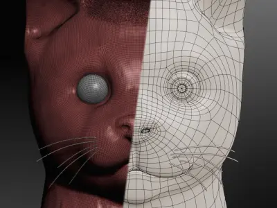 Cat head Low-poly 3D model