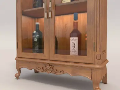 Classic European style Wine Cabinet 3 3D model
