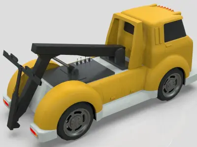 Wrecker Tow Truck Cartoon Vehicle Low-poly 3D model