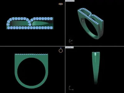 alphabet jewelry ring diamond letter R 3D print model