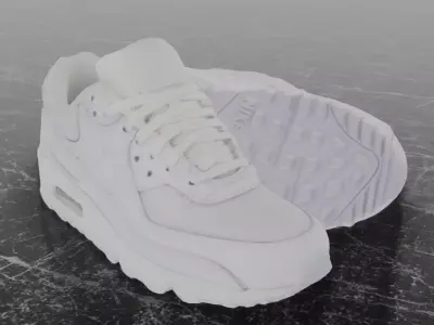 NIKE AIR MAX 90 WHITE 3D SHOES Low-poly 3D model