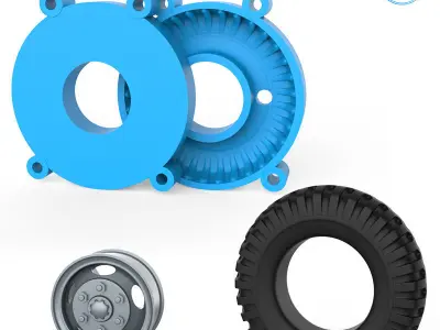 Truck Tire Mold With Wheel 3D print model