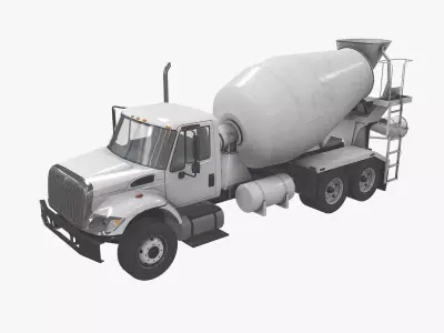  Mixer Truck International 7400 Low-poly 3D model