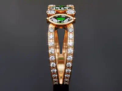 Emerald Crown ring 3D print model