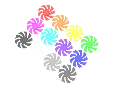 Transparent Colored Power Supply Unit Fan Blades Set 3D model