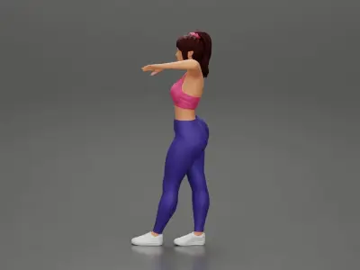 Sexy fitness girl leaning on a wall while standing outdoors 3D print model