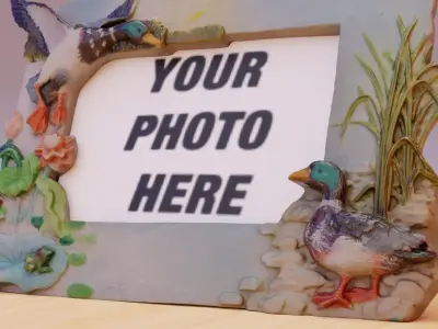 Photo frame witch duck figures high-poly 3D model