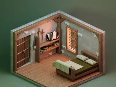 Castle Dorm 01 Low-poly 3D model