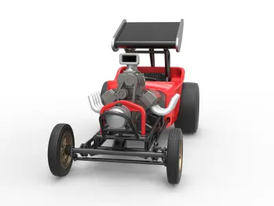 Vintage Winged Front engine dragster Scale 1 to 25 3D print model