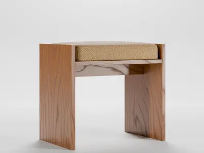 Wooden bench with cushions Low-poly 3D model