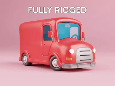 Cartoon 3D Truck rigged 3D model