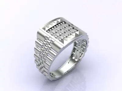 Print Ready STL 3DM  Gents Rings Diamond Men Ring  3D print model 191