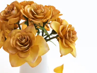 Yellow flowers in ceramic pot 3D model