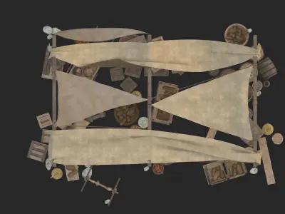 medieval market Low-poly 3D model