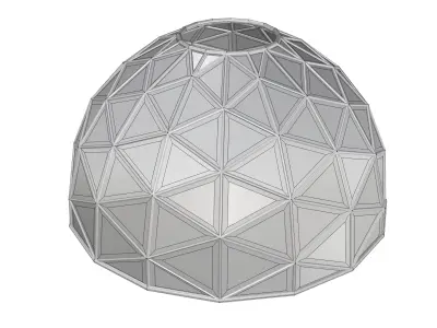 Triangulated Wireframe Dome with Frames and Glass Panels 3D model
