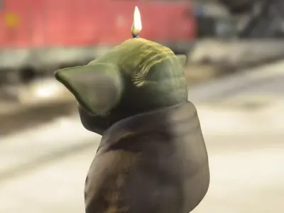 Yoda shaped candle Low-poly 3D model