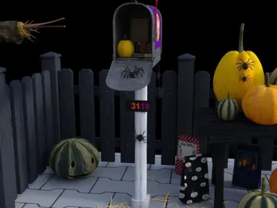 Scene Halloween  Low-poly 3D model