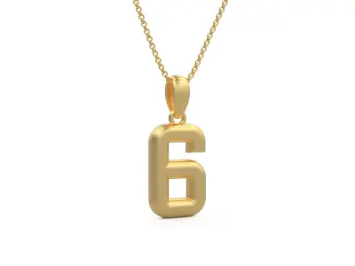 Model 1159 Number 6 Necklace Curved 3D print model
