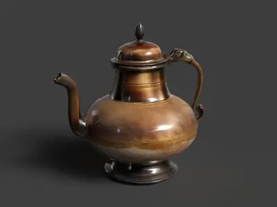 Chinese brass teapot figure  Low-poly 3D model
